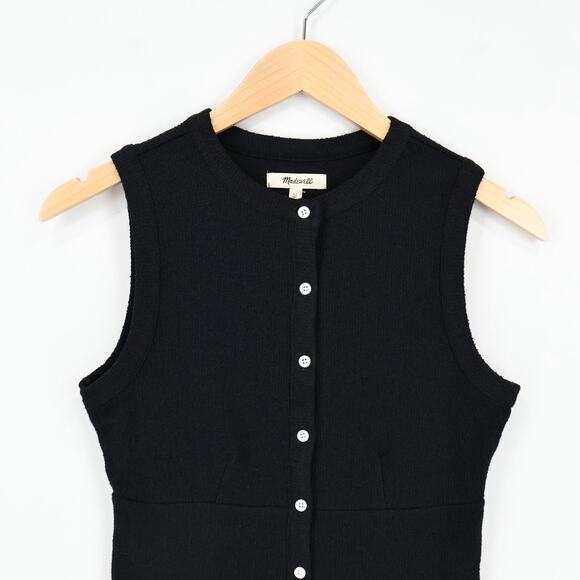 NWT Madewell Split-Crewneck Cardigan Sweater Tank In True Black Size XS - Picture 5 of 9